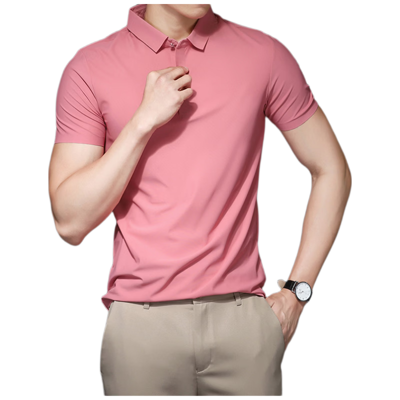 ROMON Men's Short Sleeve Polo Shirt Summer Business Casual Cool Breathable Ice Silk Top Medium Gray L