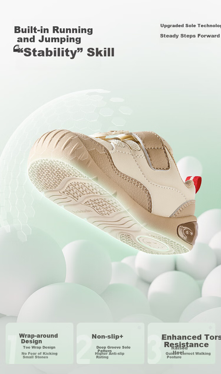 Balabala Kids Baby Toddler Walking Shoes Breathable Non-Slip Infant Shoes Spring Autumn 2026 New Cute Red 3