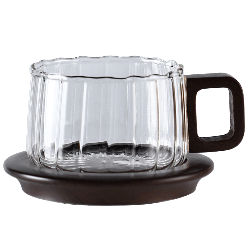 Bincoo Japanese Style Coffee Cup and Saucer Set High-End Afternoon Tea Gift Box with Spoon Stylish Glass Coffee Cups