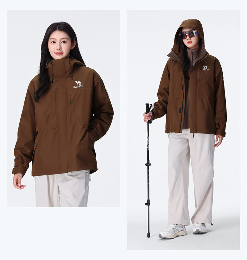 CAMEL [Yudawzhe] Outdoor Three-In Jacket, Unisex Style, Windproof, Waterproof Mountaineering Coat 34
