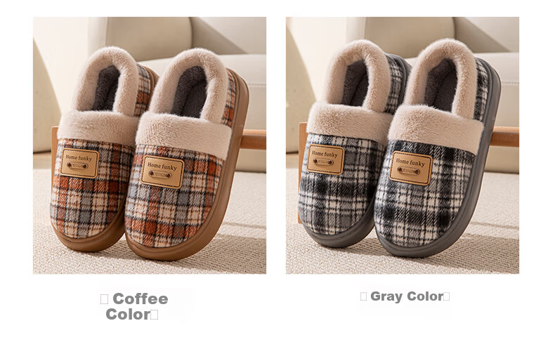 YUZHAOLIN Unisex Winter Retro Plush Warm Backed Cotton Slippers YR584 5