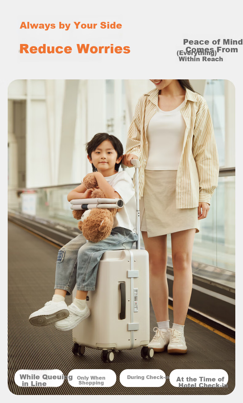 JOYGATRIP Mom Luggage Kids Ride-On Baby Stroller Trolley Suitcase Travel Case Phantom Black 20 Inch 6