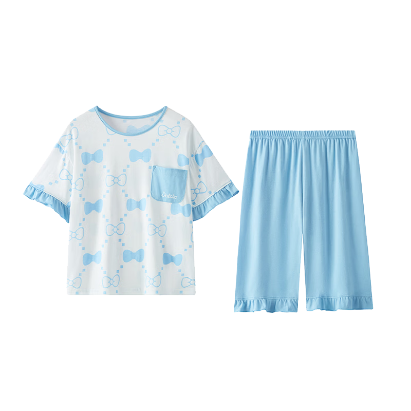 DEESHA [7A Antibacterial Cotton] Girls' Spring And Summer Short-Sleeve Shorts Pajama Set, Baby Two-Piece Sleepwear