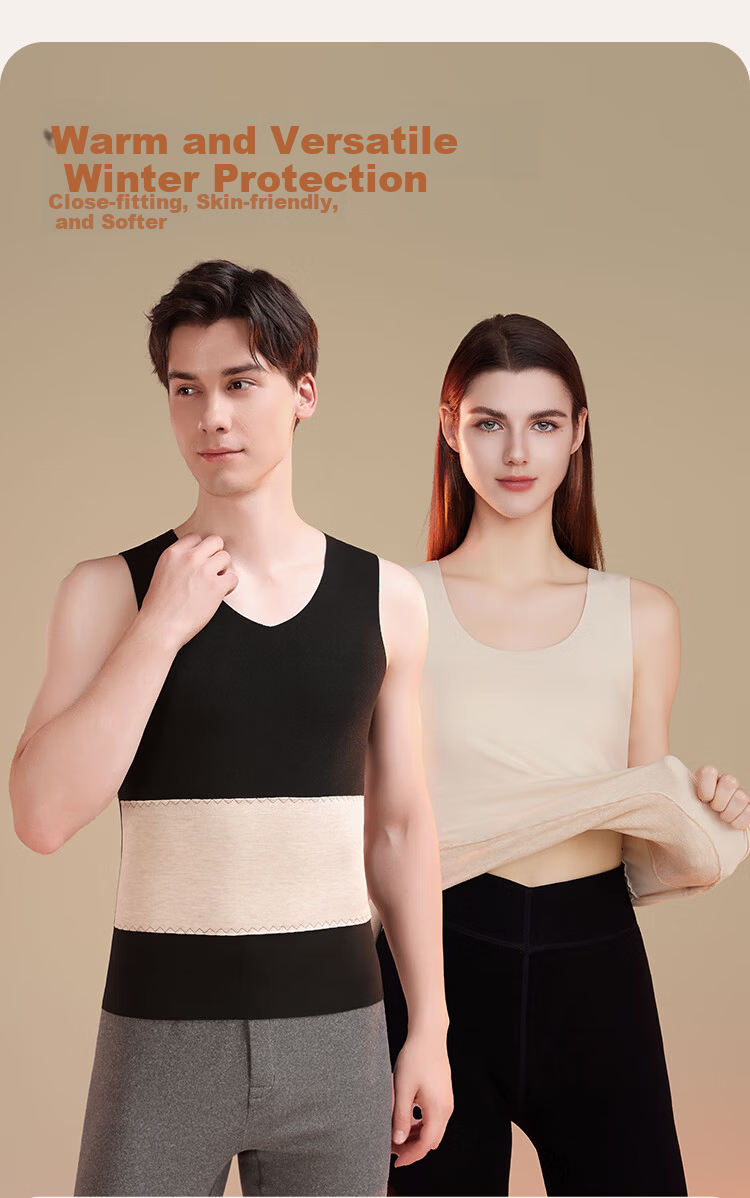 Ordifen Women's Thermal Vest Wool Silk Patch Antibacterial Mite-Resistant Seamless Fleece Thickened Autumn Winter Base Layer Underwear 6