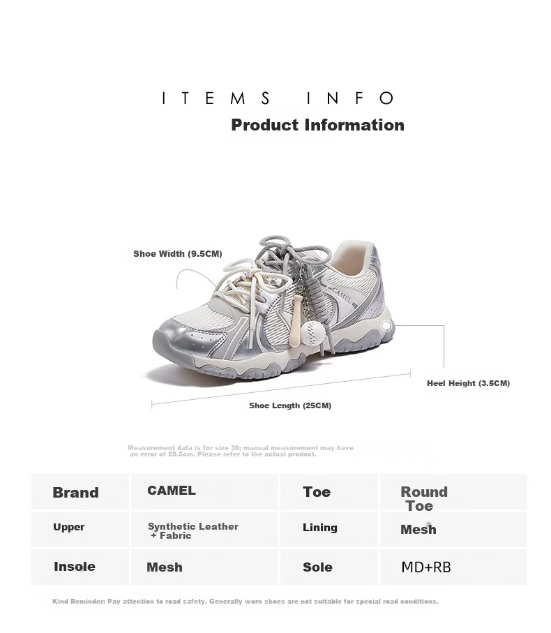 CAMEL Li Keyi Same Style Lightweight Cloud Training Shoes Women Thick Sole Casual Shoes L26S076027 Blue Size 35 19