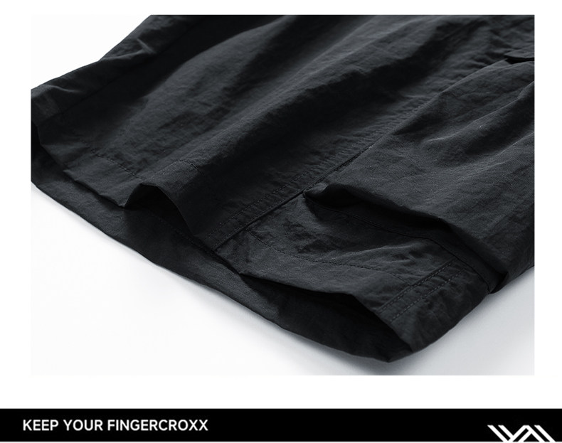 Fingercroxx IT American Style Loose Fit Work Shorts 2026 Summer Men's Lightweight Simple Quick-Dry Knee-Length Shorts Black 2XL 23