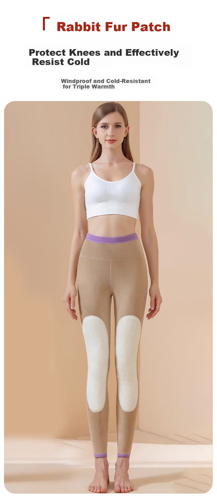 Langsha Women's Thermal Fleece-Lined Thickened Winter Leggings Plus Size Middle-Aged and Elderly Cotton Pants Lamb Wool Autumn Trousers 2