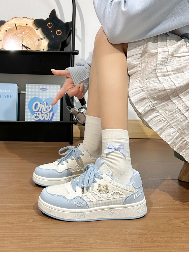 Warrior Cute Cat Canvas Shoes for Women 2026 Spring Autumn New Versatile Lightweight Casual Breathable Thick-Soled White Sneakers for Female Students 22