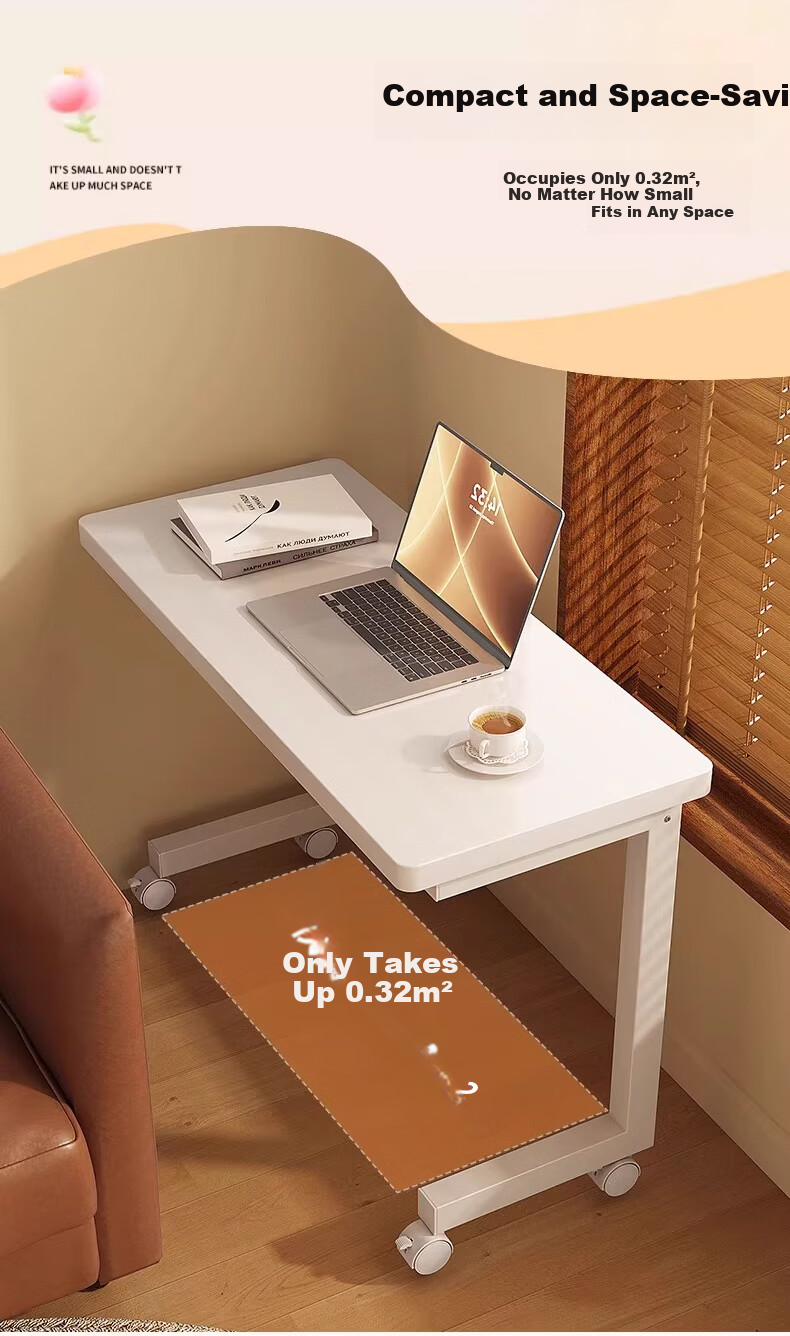 Yaoying Mobile Computer Desk Bedside Table Student Study Desk Home Simple Office Desk YLZ09 White 60*40cm 2