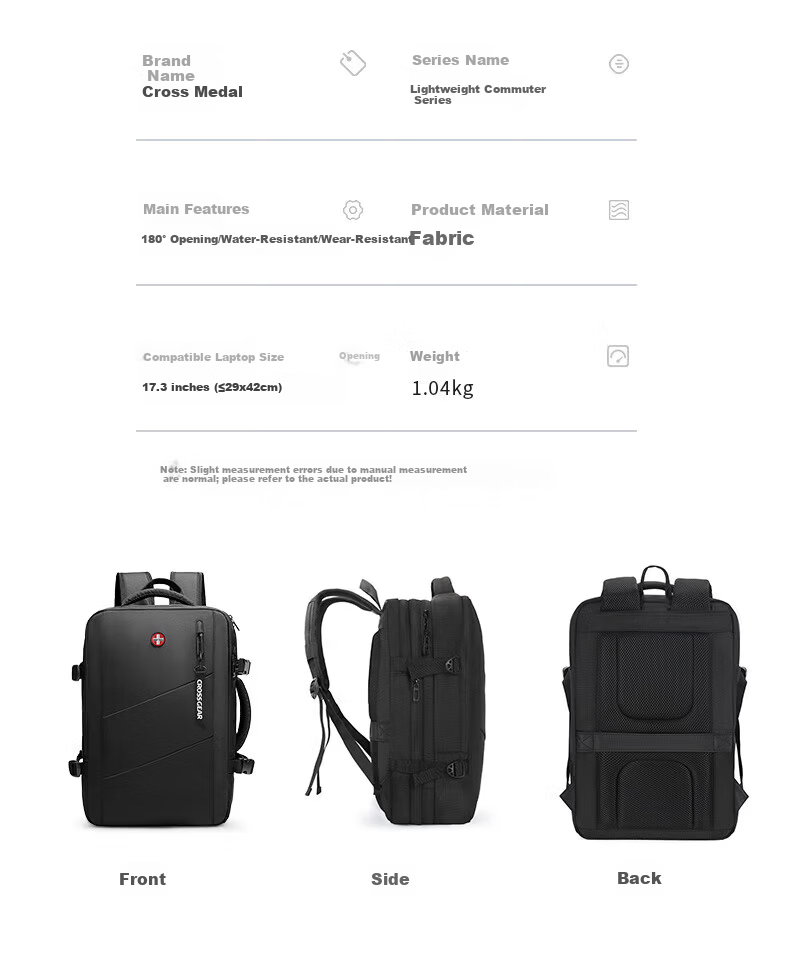 CROSSGEAR Swiss Army Knife Men's 17.3-inch Laptop Backpack Large Capacity Business Travel Bag 11