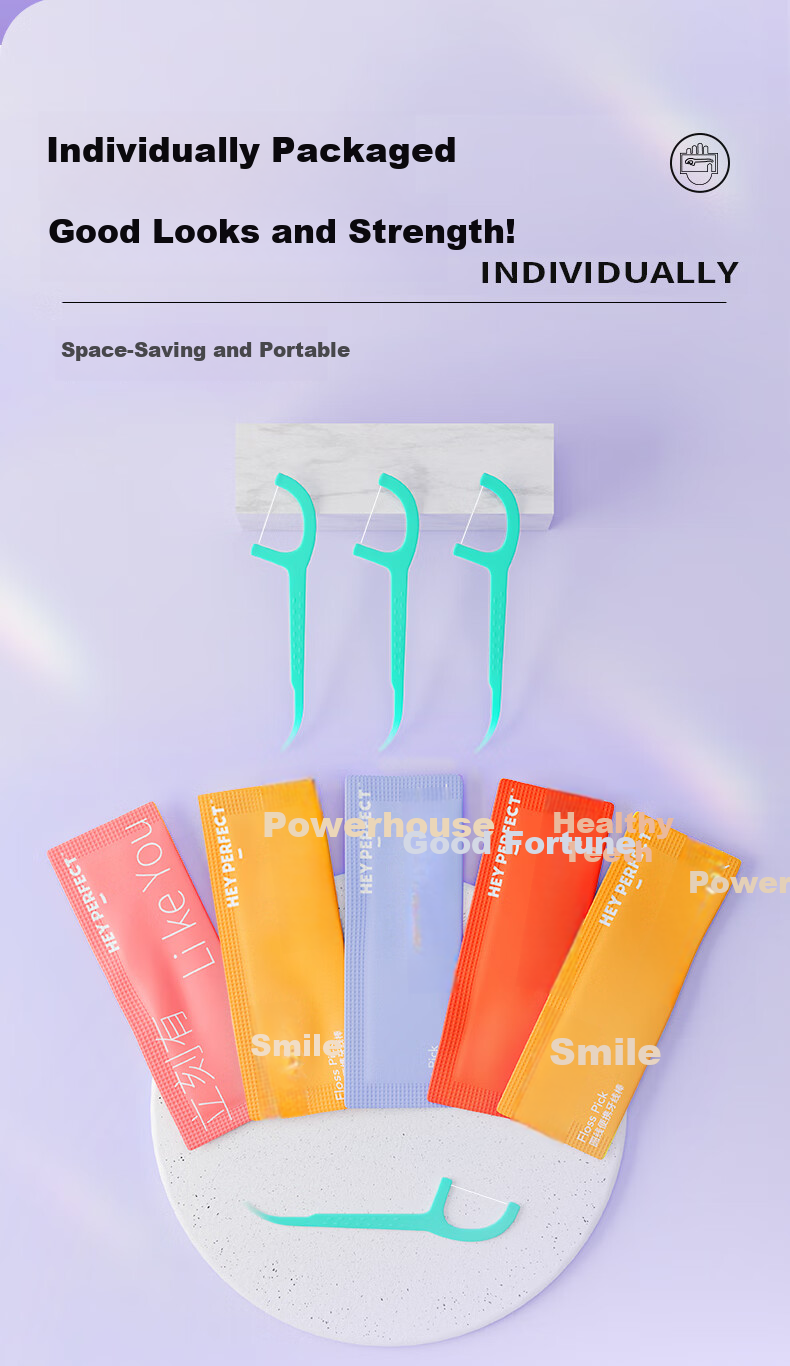 Beijiajie Dental Floss Picks Individually Packaged 50 Sticks * 4 Boxes, Round Dental Floss Picks, Ultra-Thin Smooth Portable Floss Case, Mint Flavor 2