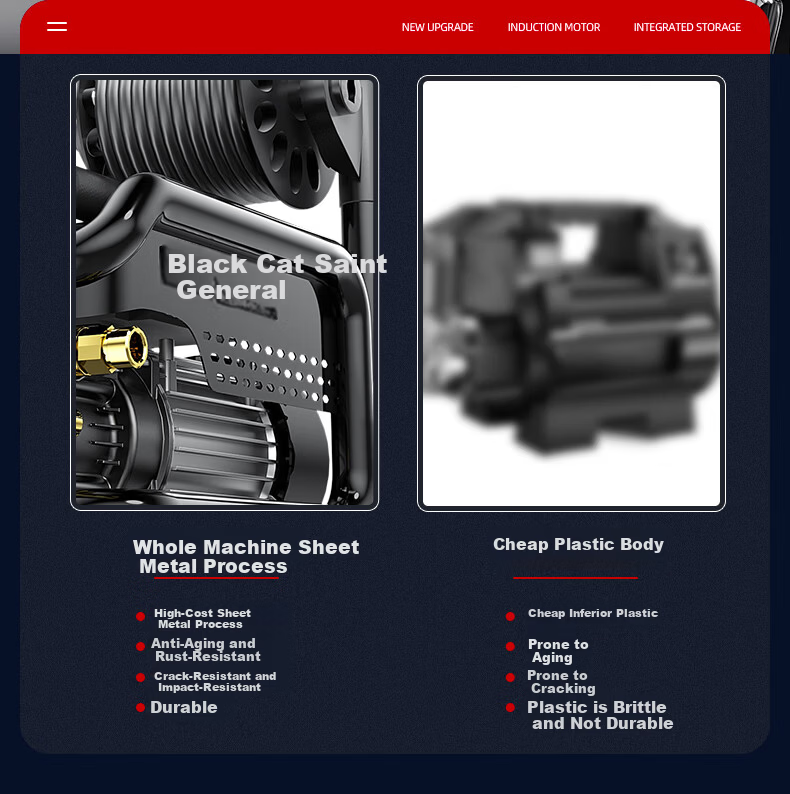 Black Cat Saint General 220V High Power Home Car Washer High Pressure Water Gun Reel Storage Car Washing Pump Garden Cleaning 3
