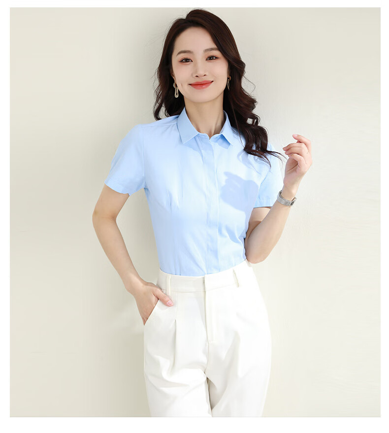TUCANO Women's Short Sleeve Shirt Silk Modal Wrinkle-Resistant Non-Iron Business Formal Top White M 18