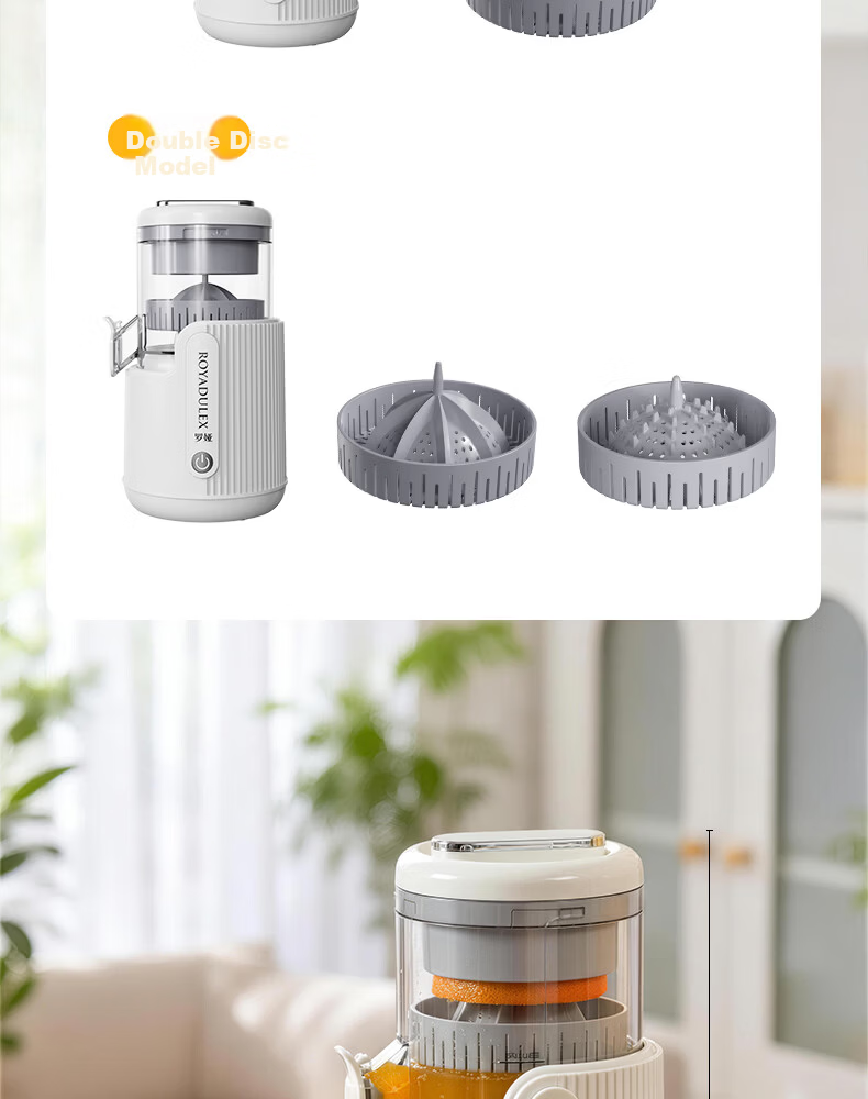 Loya Juicer Pulp Separation Fully Automatic Small Household Juicer Electric Orange Juicer Portable Wireless No-Filter Press Juicer White (Double Screw Press) 21
