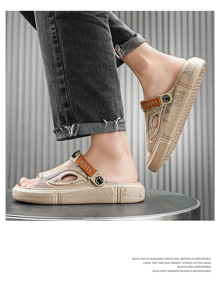 CARTELO Men's Summer Slippers Dual-Wear Driving Sandals Thick-Soled Casual Beach Sandals 12
