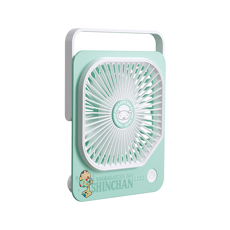 ROCK Crayon Shin-chan Desktop Fan Silent High Wind Power Plug-in Rechargeable Long Battery Life Office Home Small Slim Portable Cooling Electric Fan Green