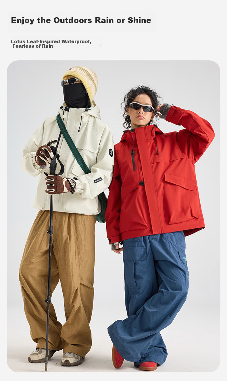 BOPRUIEY Unisex Outdoor Waterproof Windproof Hooded Jacket Autumn American Style Hiking Mountaineering Coat 5