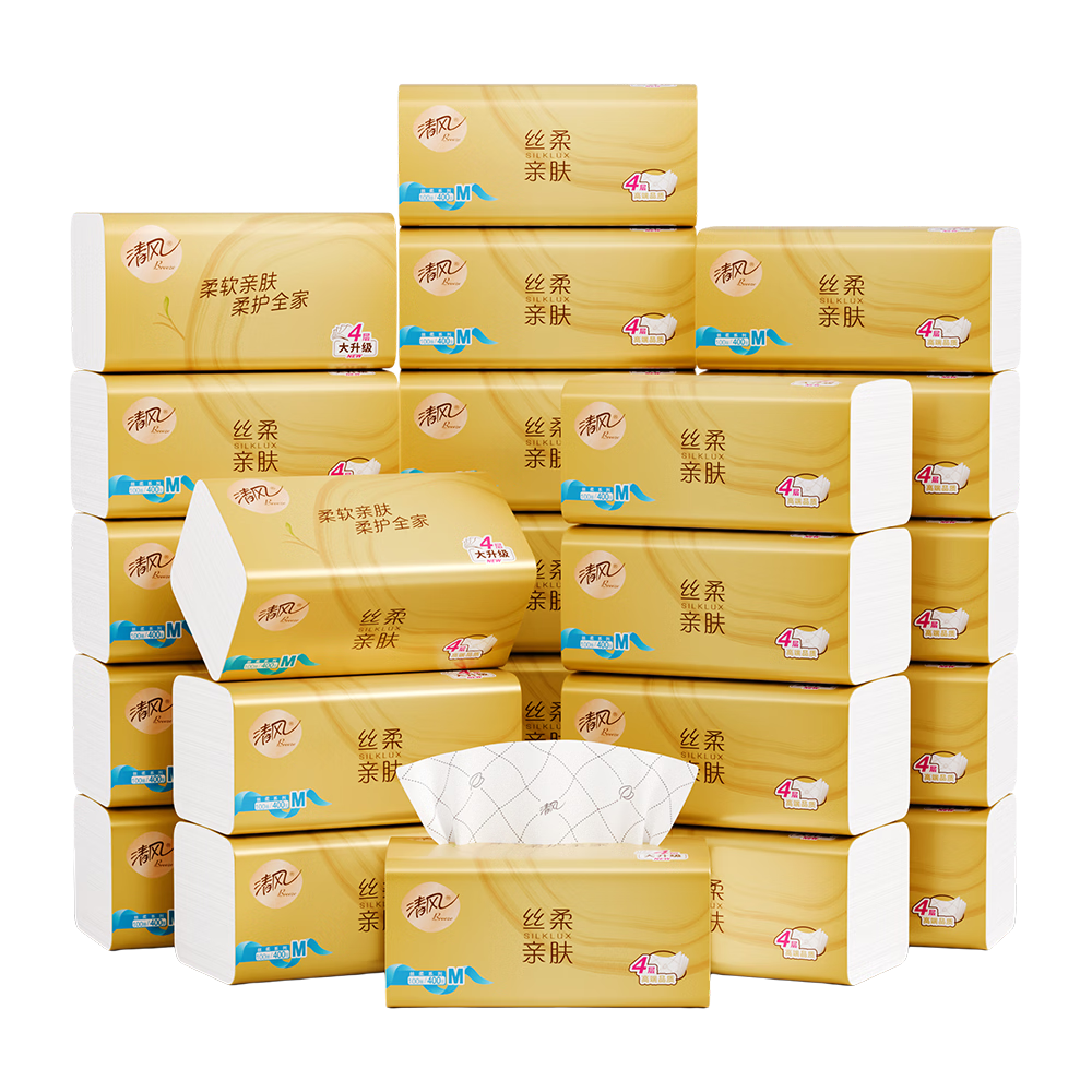 APP Facial Tissues, Soft And Smooth 4-Ply 100 Sheets*24 Packs M Size, Toilet Paper Napkins Face Tissues, Whole Box Packaging