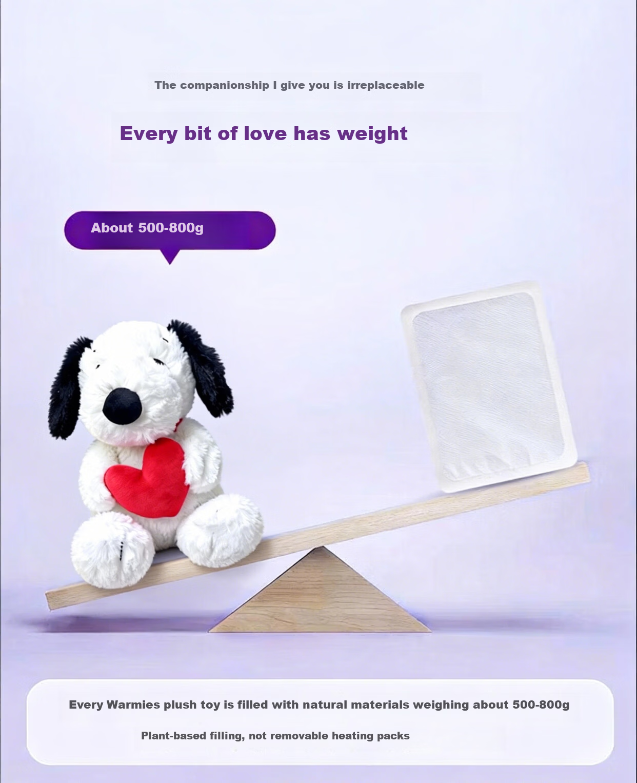 AiWarmies Official UK Warmies Heart Snoopy Plush Toy Lavender Heating Cooling Companion Gift for Couples 4