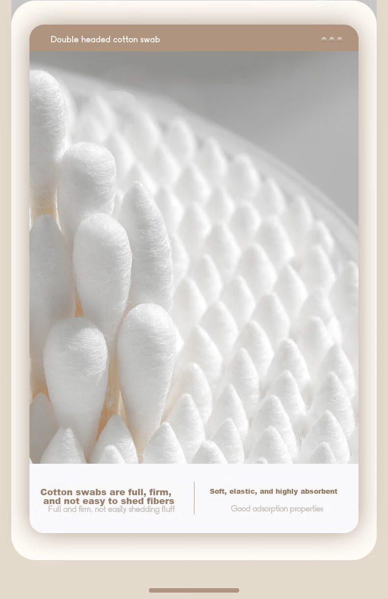 Xingfang Carbonized Cotton Swabs 300pcs High Hardness Disposable Spiral Head Round Tip Medical Ear Cleaning Makeup Cotton Sticks 2