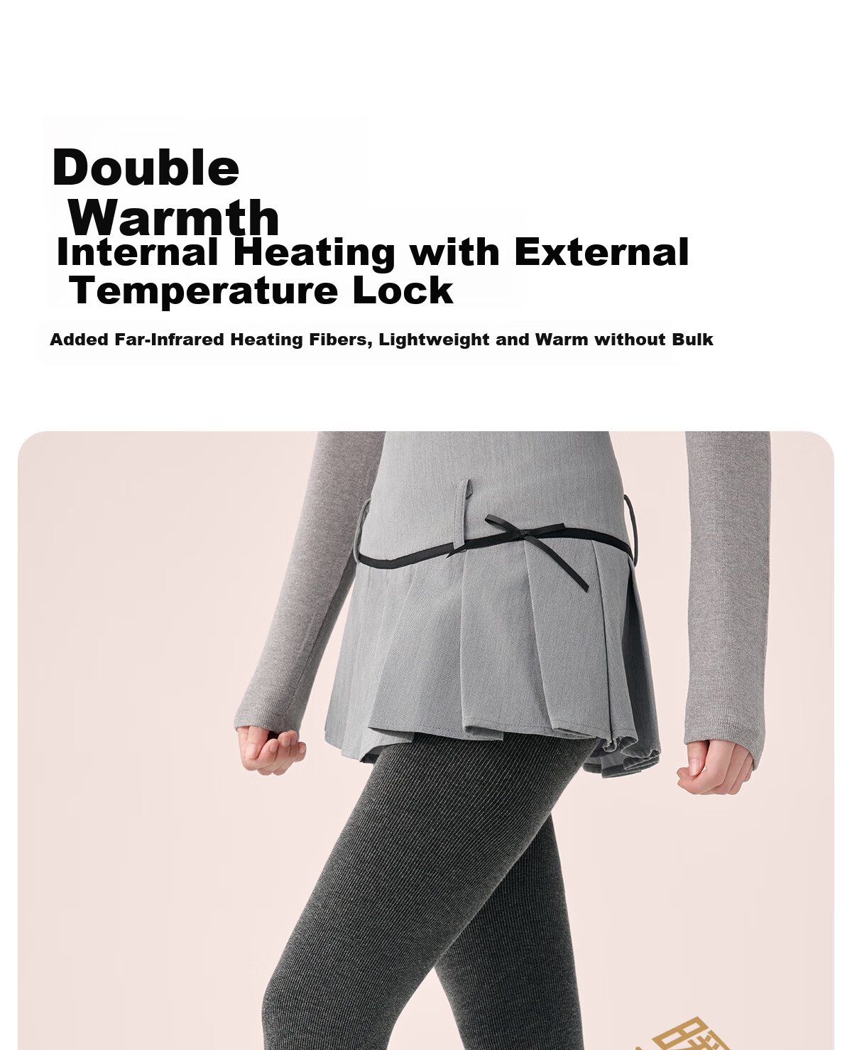 BONAS 26 New Women's Leggings with Fleece Lining, Bare-Leg Effect, Autumn And Winter Cotton Vertical Striped Thick Warm Slimming Tights 6