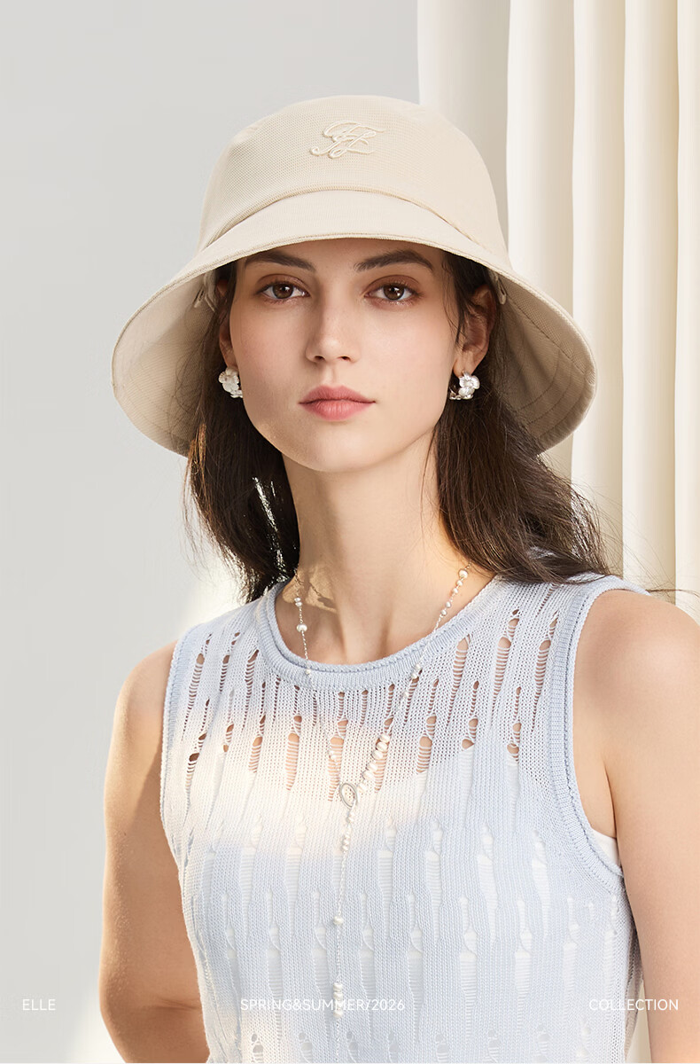 ELLE Waffle Embroidered Fisherman Hat Women's Summer Sun Protection UV Breathable Sunshade Hat Gift 2
