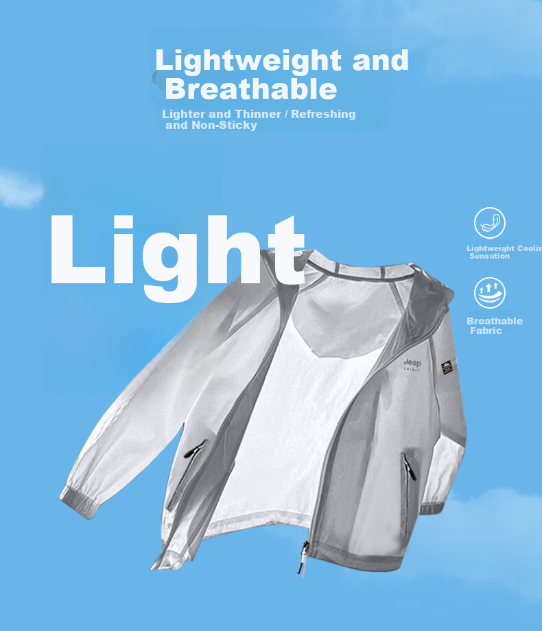 JEEP SPIRIT Men's Summer Ice Silk UV Protection Ultra-Thin Breathable Sun Protection Jacket Fishing Skin Coat 2