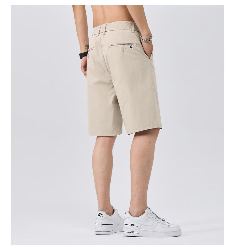 Fingercroxx IT Trendy Minimalist Straight-Leg Shorts Men 2026 Summer Lightweight Casual Five-Point Pants Beige M 12