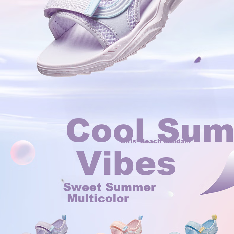 361° Kids Girls Summer Sandals 25 Breathable Soft Elastic Durable Children's Beach Sandals Purple 33 2