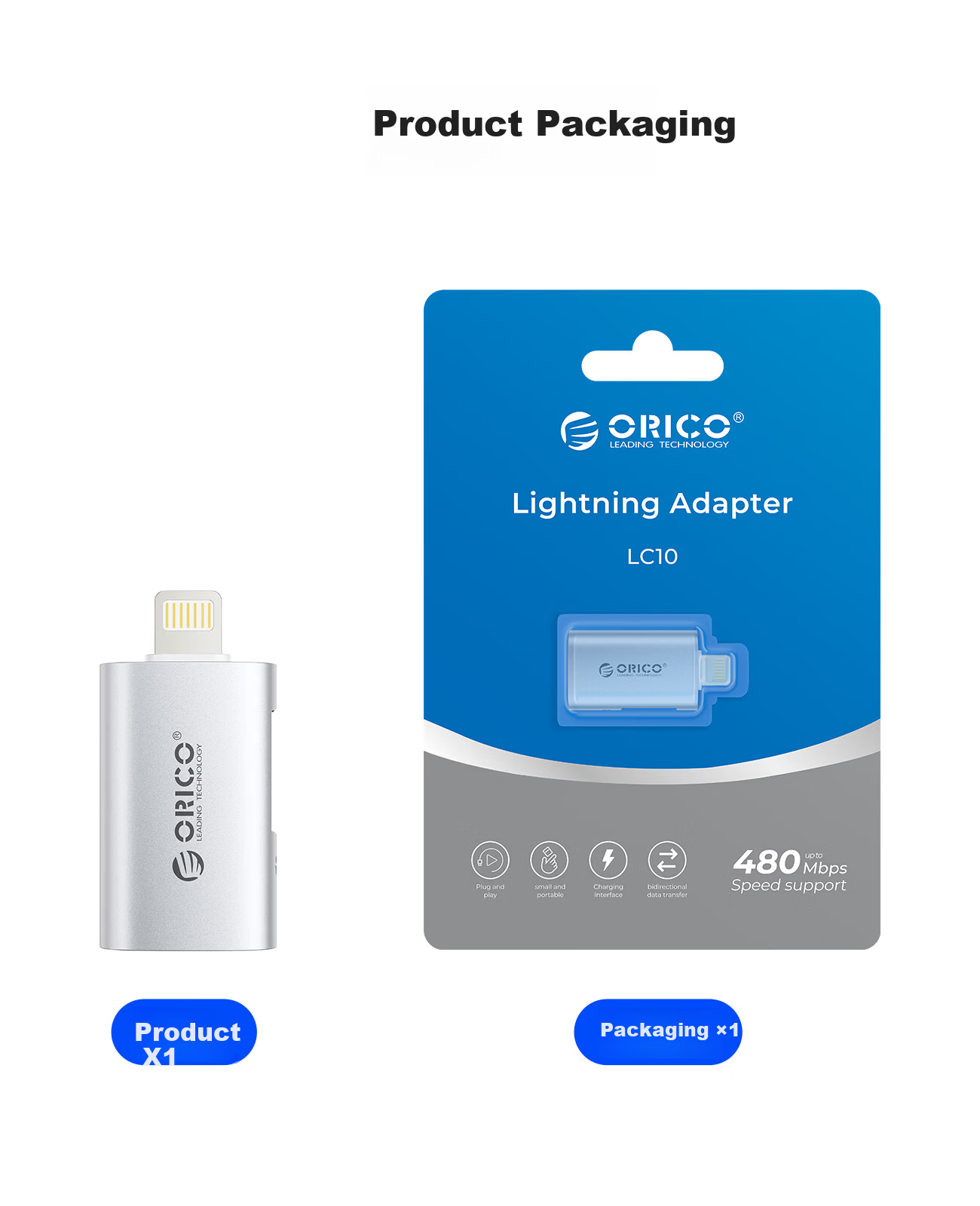 ORICO Type-C to Lightning Adapter for Apple Mobile SSD Compatible with iPhone 14/13 Pro/Max/12/11/8/7/6s 9
