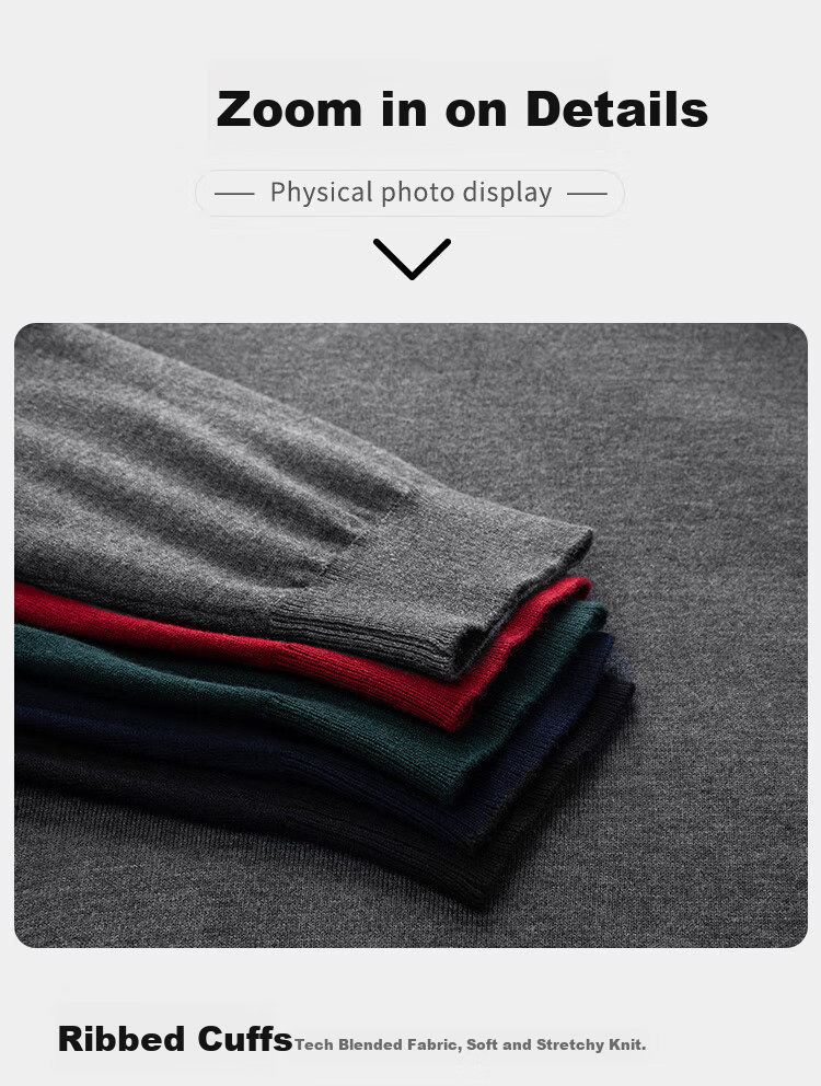 MONTAGUT Mulberry Silk Autumn And Winter Men's Cotton Wool Sweater, V-Neck Pullover, Warm Knitted Sweater, Black, 2XL 14