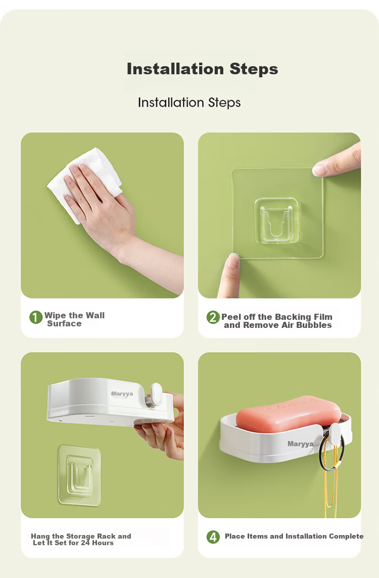 Meiliya Wall-Mounted Double-Layer Draining Soap Dish No-Drill Bathroom Soap Holder Household Soap Box 9