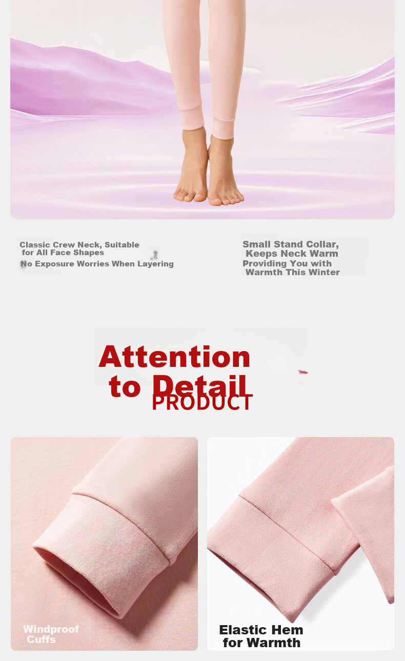 MiiOW [Class A Baby Cotton] Women's Autumn Long Johns 100% Pure Cotton 10A Antibacterial Soft Cotton Thermal Underwear Set 9