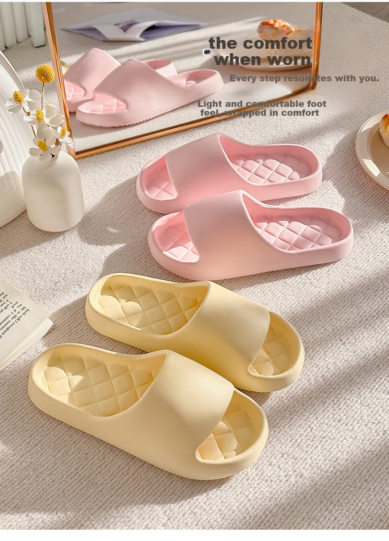ABFE Women's Summer Indoor Home Bathroom Slippers Silent Non-Slip Soft Sole Men's Black Sandals Size 42-43 3