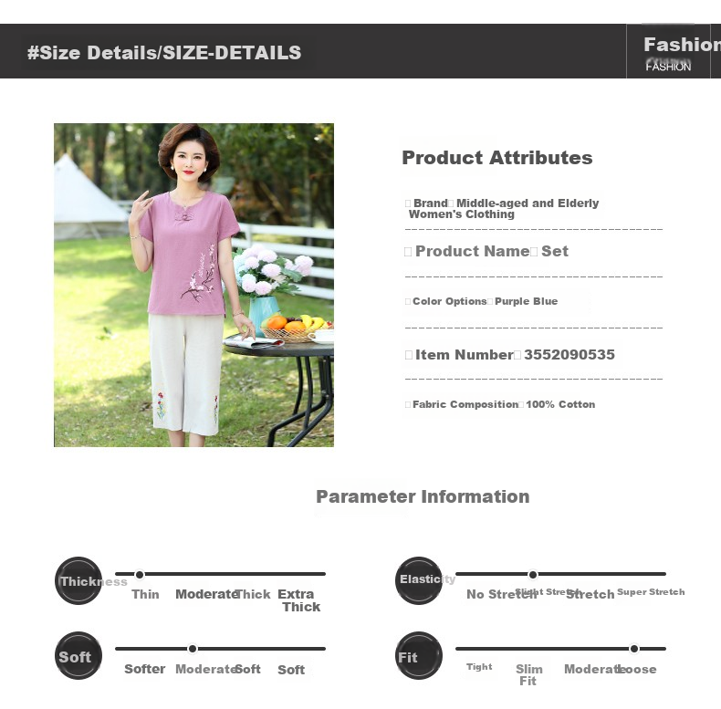Hengyuanxiang Middle-aged Mom Summer Cotton Embroidered Short Sleeve T-shirt Casual Homewear Cotton Linen Women's Clothing for Middle-aged and Elderly 9