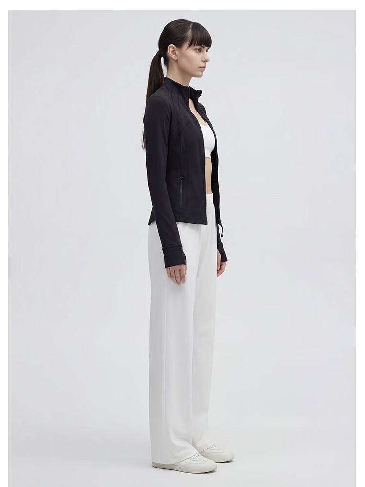 JD Jingzao 2026 New Spring Summer Define Women's Sports Jacket Running Fitness Slim Fit Coat Black L 12