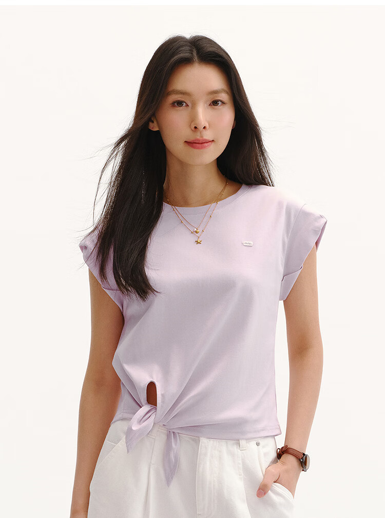 Semir Women's Summer Short Sleeve T-Shirt with Knot Design 2026 Mall Style 101326100060 24