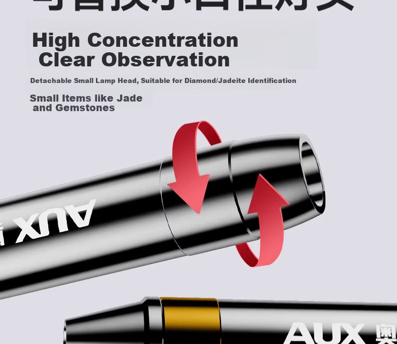 AUX Jade Identification Flashlight Strong Light Cat Ringworm Detection Jewelry Jadeite Professional 365nm UV Lamp for Collectibles 13