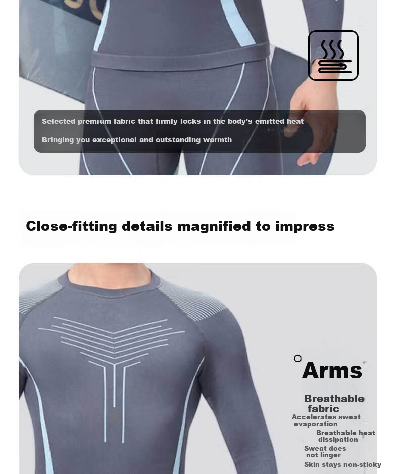 LangSha Ski Quick-Dry Thermal Underwear Men Marathon Running Set Outdoor Sports Skiing Mountaineering Compression Quick-Dry Underwear 11