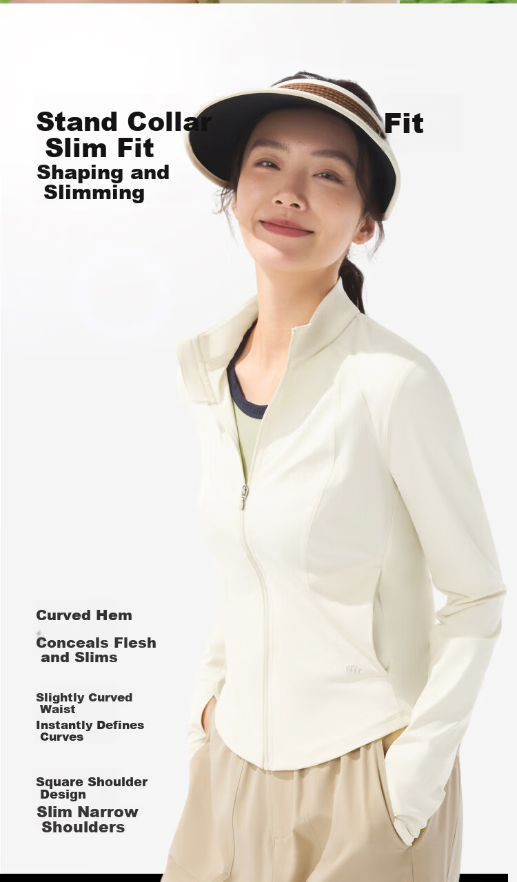 Beneunder UV Protection Jacket for Women, Short Style, Sexy Stand Collar, Slim Fit AL819 Twilight Black L 49