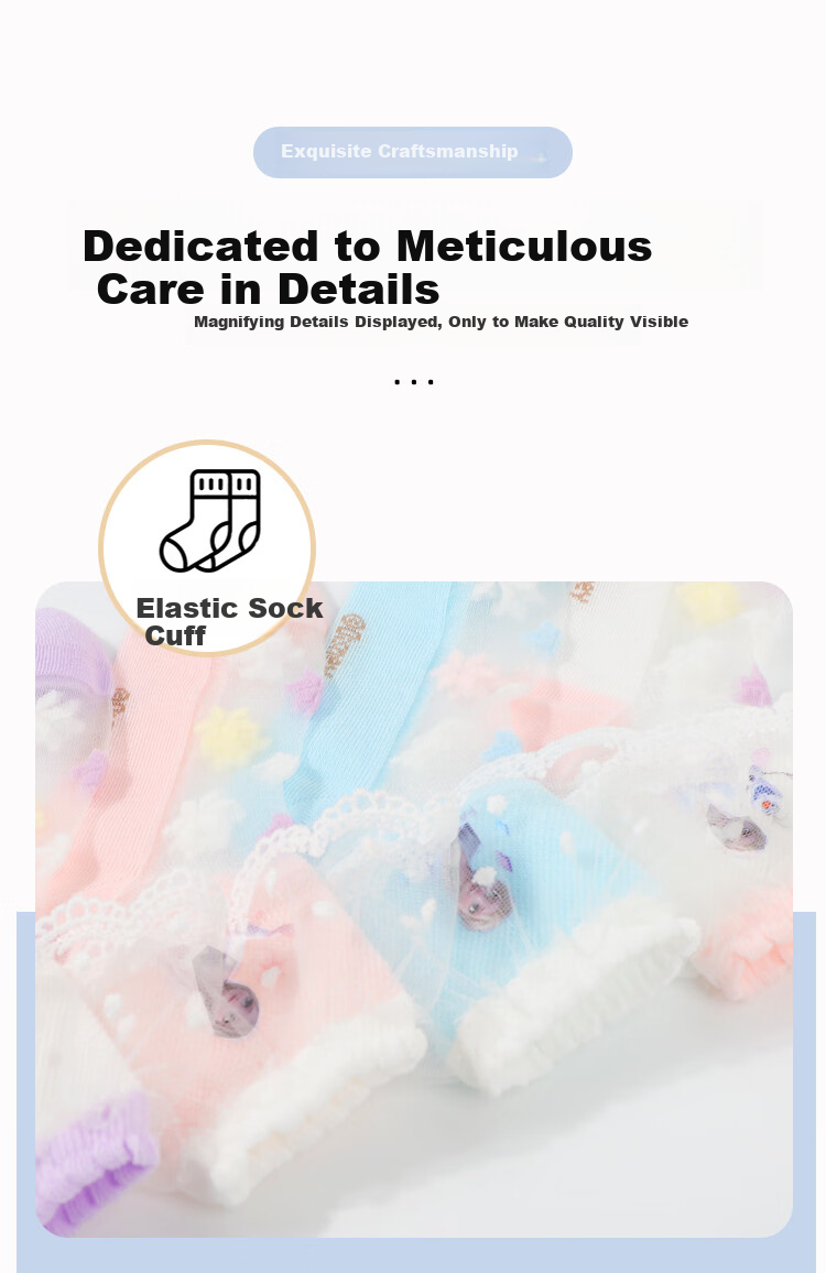 Disney Kids Socks Spring Summer Mesh Breathable Girls Cotton Socks Frozen Lace Mid-Calf Socks DSP3582 4 Pairs 20-22cm 11