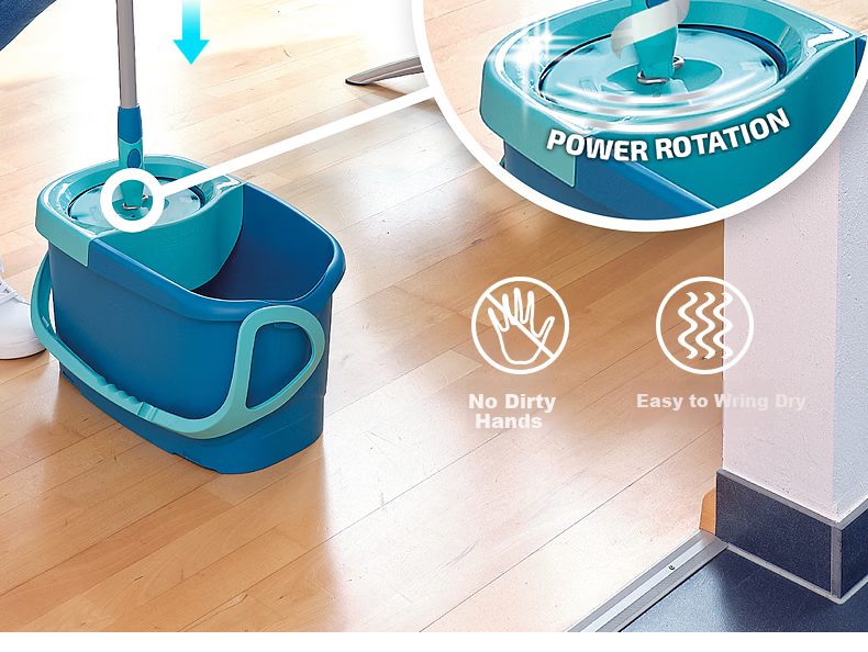 Likui German Imported 32cm Rotating Mop with 1 Cloth and Bucket Set, Telescopic Handle, Hands-Free Washing, Household Floor Cleaning Tool 4