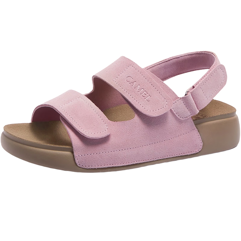 CAMEL Birkenstock Women's Cool Beach Sandals Suede Velcro Sandals L26M504021 Pink Size 38