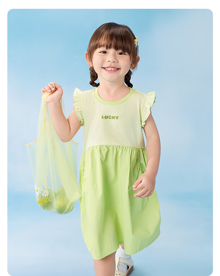 Balabala【balaOne】Kids Princess Dress Girls 2026 Summer Cute Bear 27