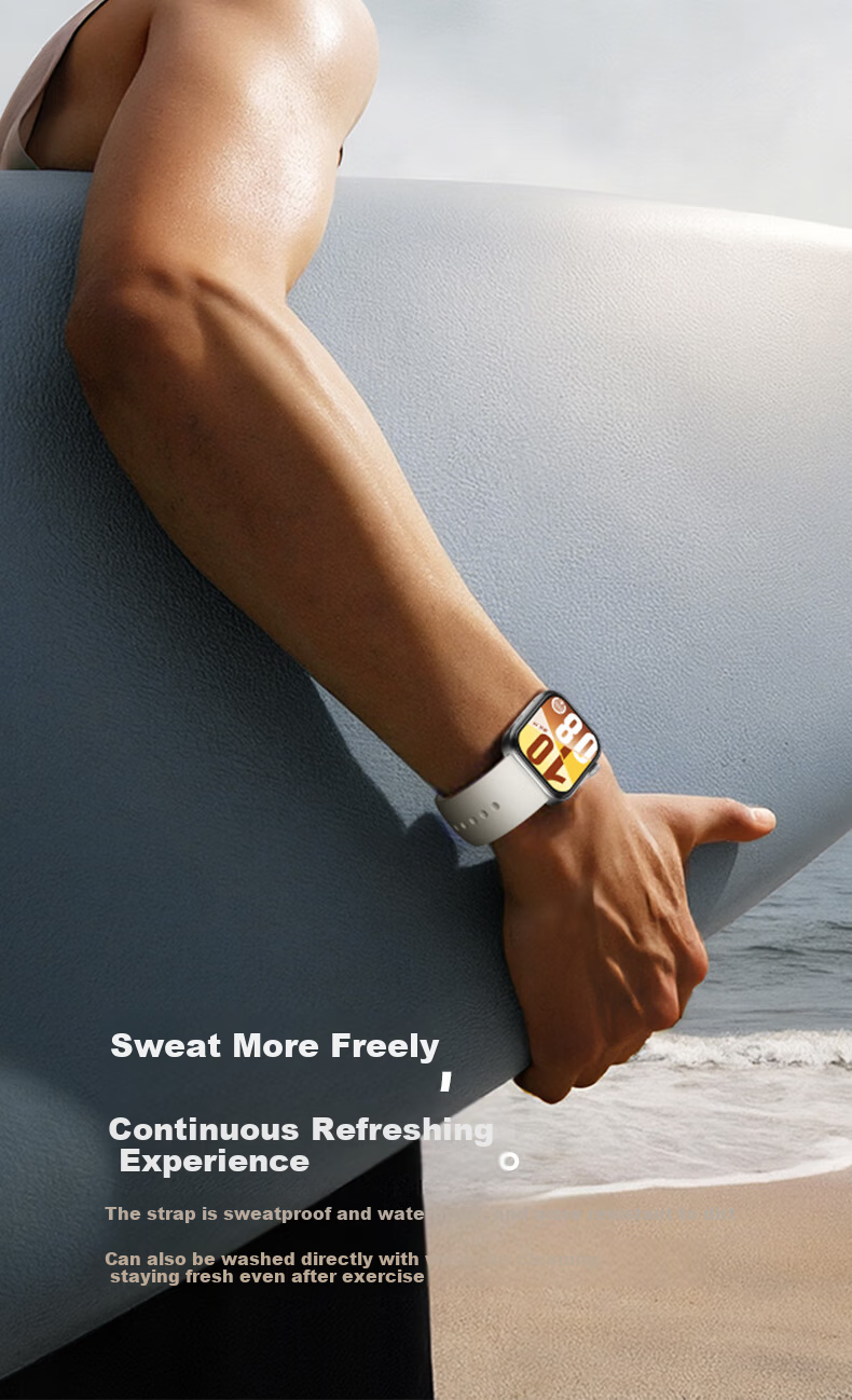 W&P Huawei Fit5 Sport Silicone Watch Band for Huawei Watch Fit5/4/3/4Pro 2025 New Breathable Liquid Silicone Pin Buckle Strap - Dynamic White 10