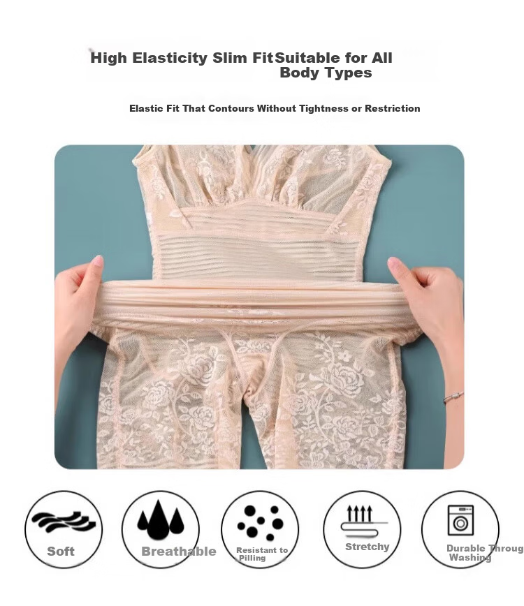 Tingmei Back-Opening One-Piece Shapewear for Women, Tummy Control, Hip Lift, Slimming, Ultra-Thin Lace Breathable Body Shaper, Summer XL 3