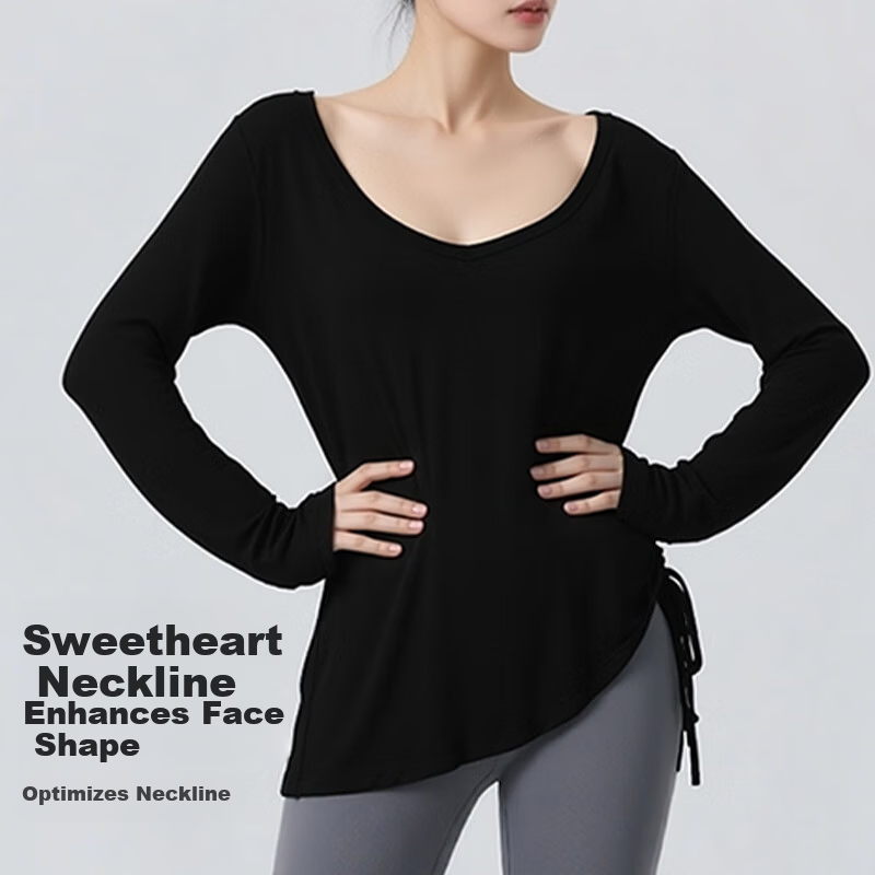LangSha Women's Long Sleeve Breathable Slim Fit Casual Sports Yoga Top Layer Shirt