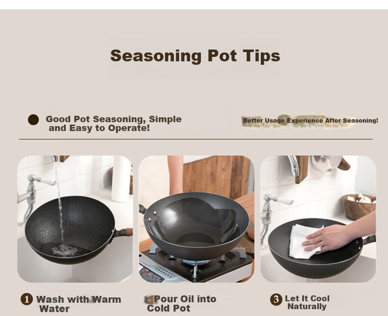 SUPOR Large Belly Wok Cast Iron Non-Coated Nitride Non-Stick Traditional Pumpkin Wok FC24D1 12