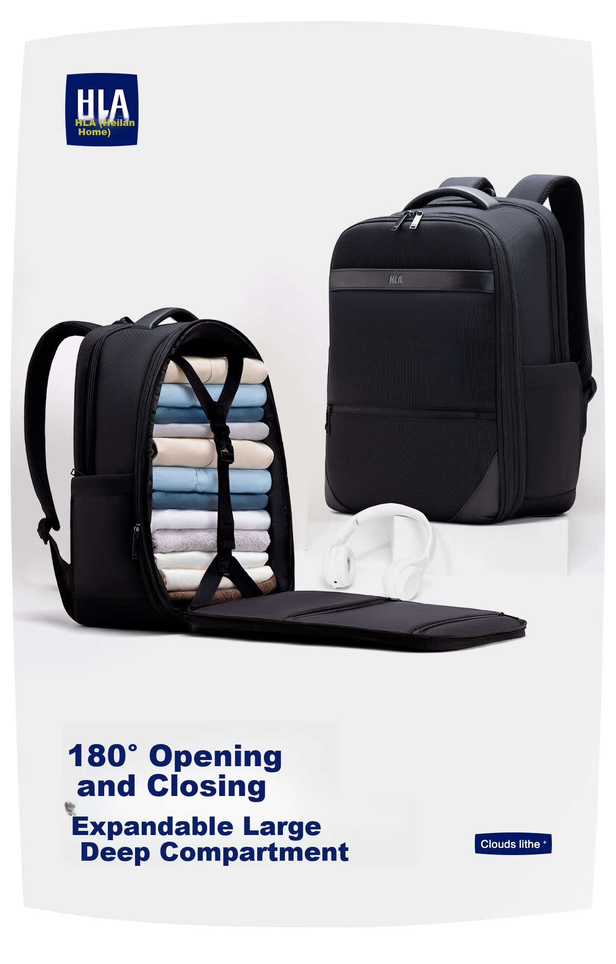 HLA Men's Large Capacity Backpack 2026 New Laptop Bag Business Travel Commuter Bag 1