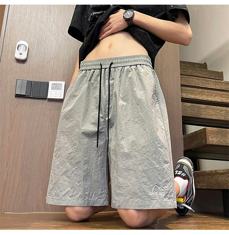 TUCANO Men's Summer Ice Cool Thin Loose Casual Embroidered Sports Shorts Black M 20